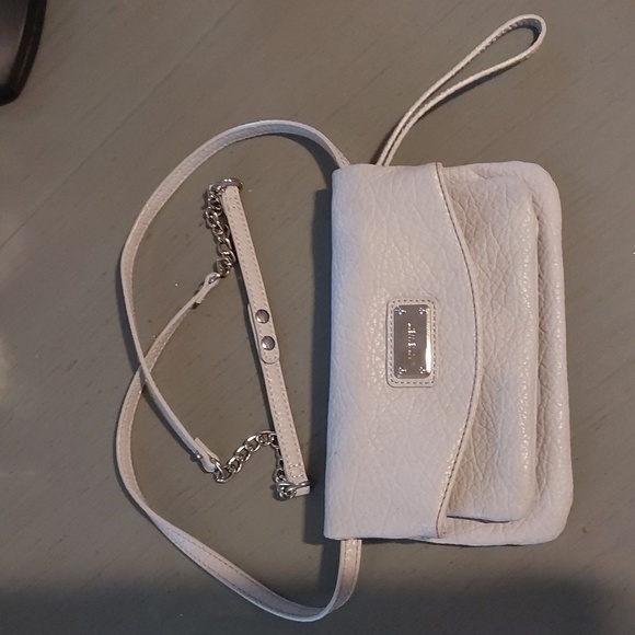 Nine West Gray leather Crossbody/ Clutch Bag Gray Neutral Minimalist - Picture 1 of 8